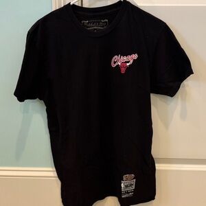 Mitchell & Ness Black Tee with Red Chicago Bulls Logo